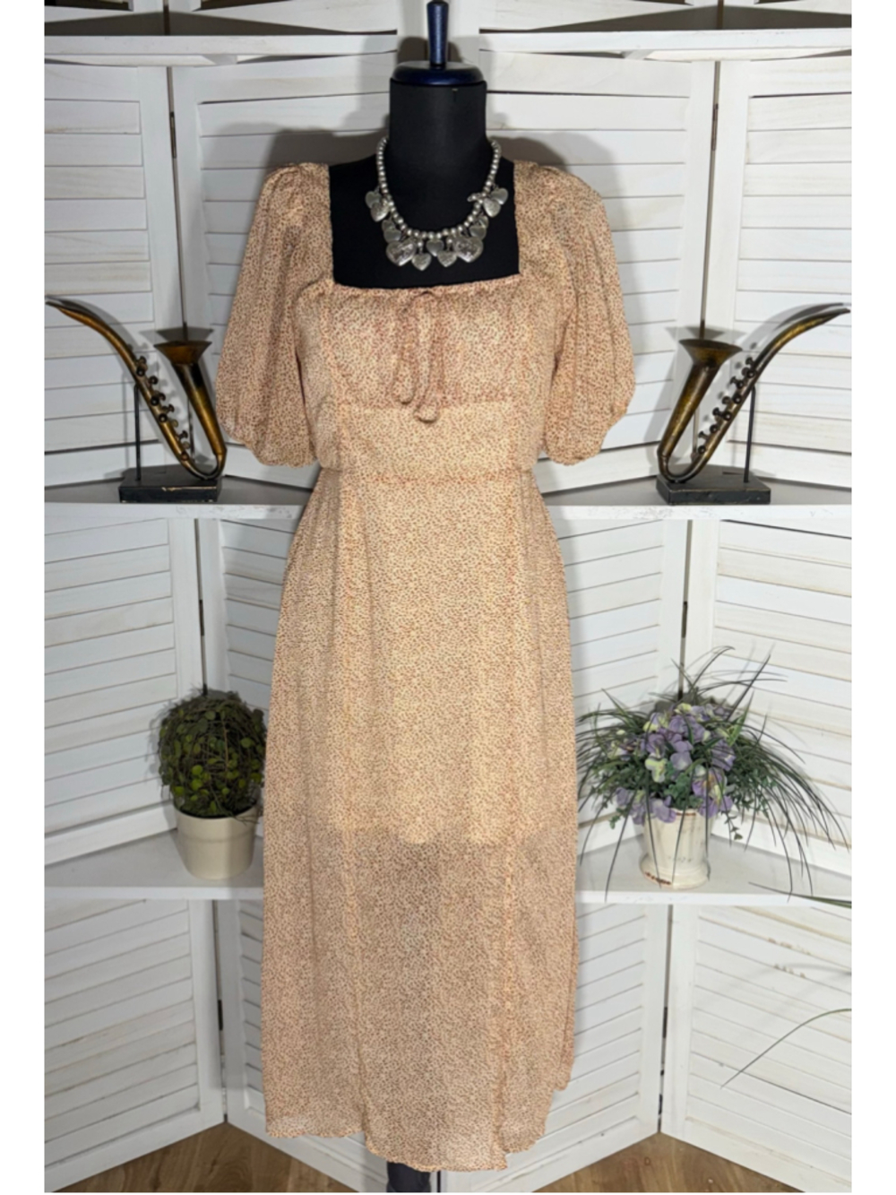 Vintage Y2K dress chiffon ditzy floral grunge 90s fairy cottage boho festival M